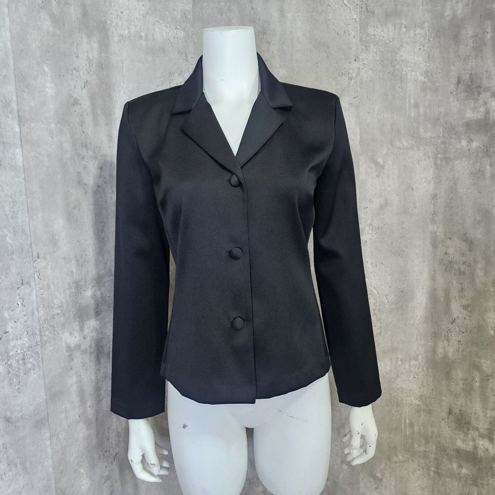 Vintage 90s Y2K Rampage Womens M Black Satiny‎ 3 Button Lightweight Blazer